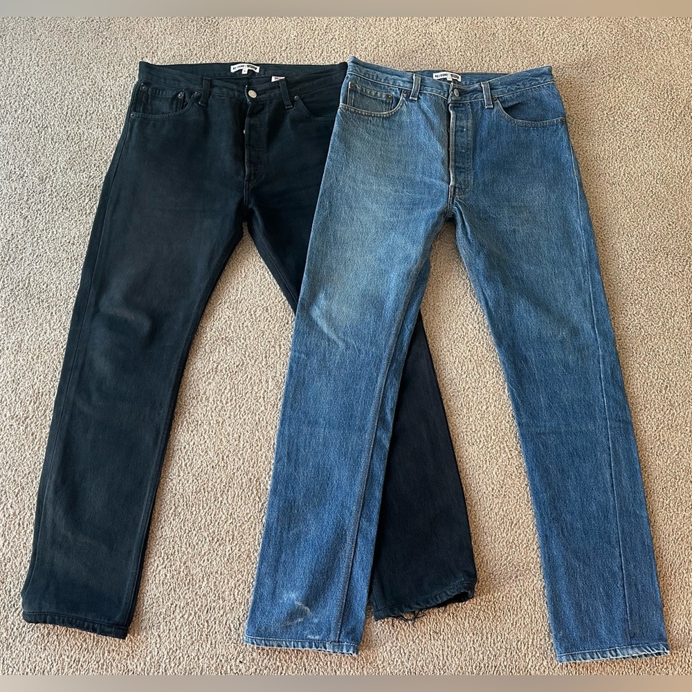 Levi’s Re/Done Black and Blue Straight Jeans mens